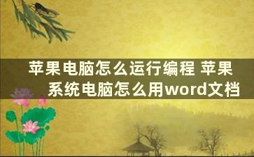 苹果电脑怎么运行编程 苹果系统电脑怎么用word文档